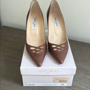 Jimmy Choo Leigh Pumps in Nude Lizard Print Leather